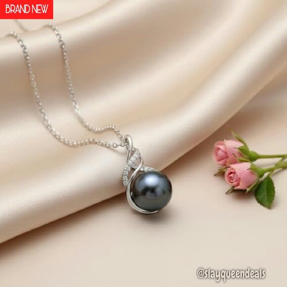 Tahitian Black Pearl Necklace 11-12mm Adjustable Chain Luxury Gift - Picture 3 of 7